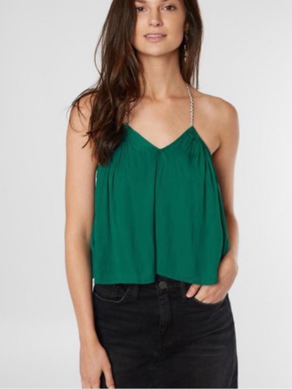 Free People Green Spaghetti Strap Cami bodysuit